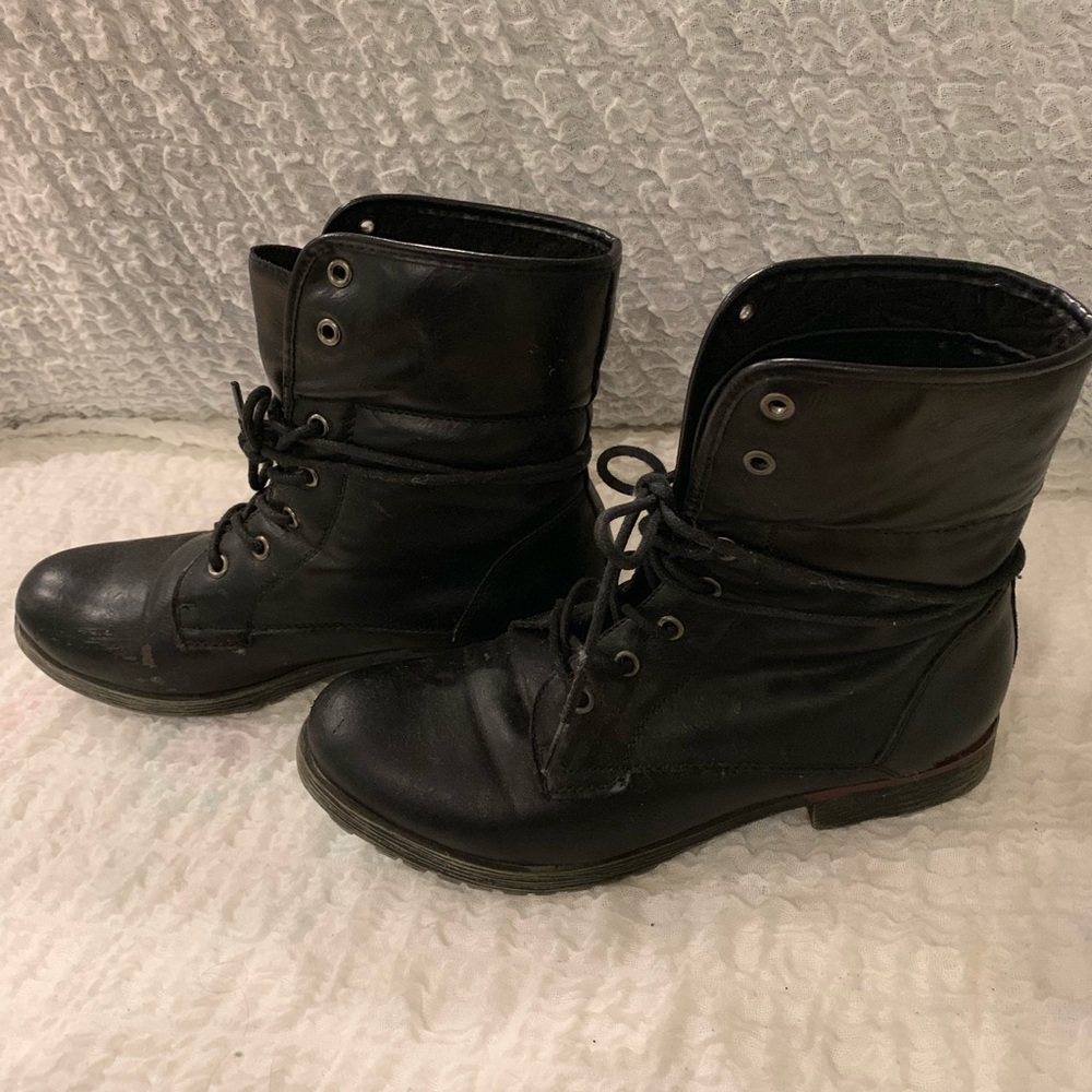 Black combat boots